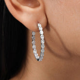 5.90 Ct Oval Lab Diamond Inside Out Hoop Earring in 14k Gold
