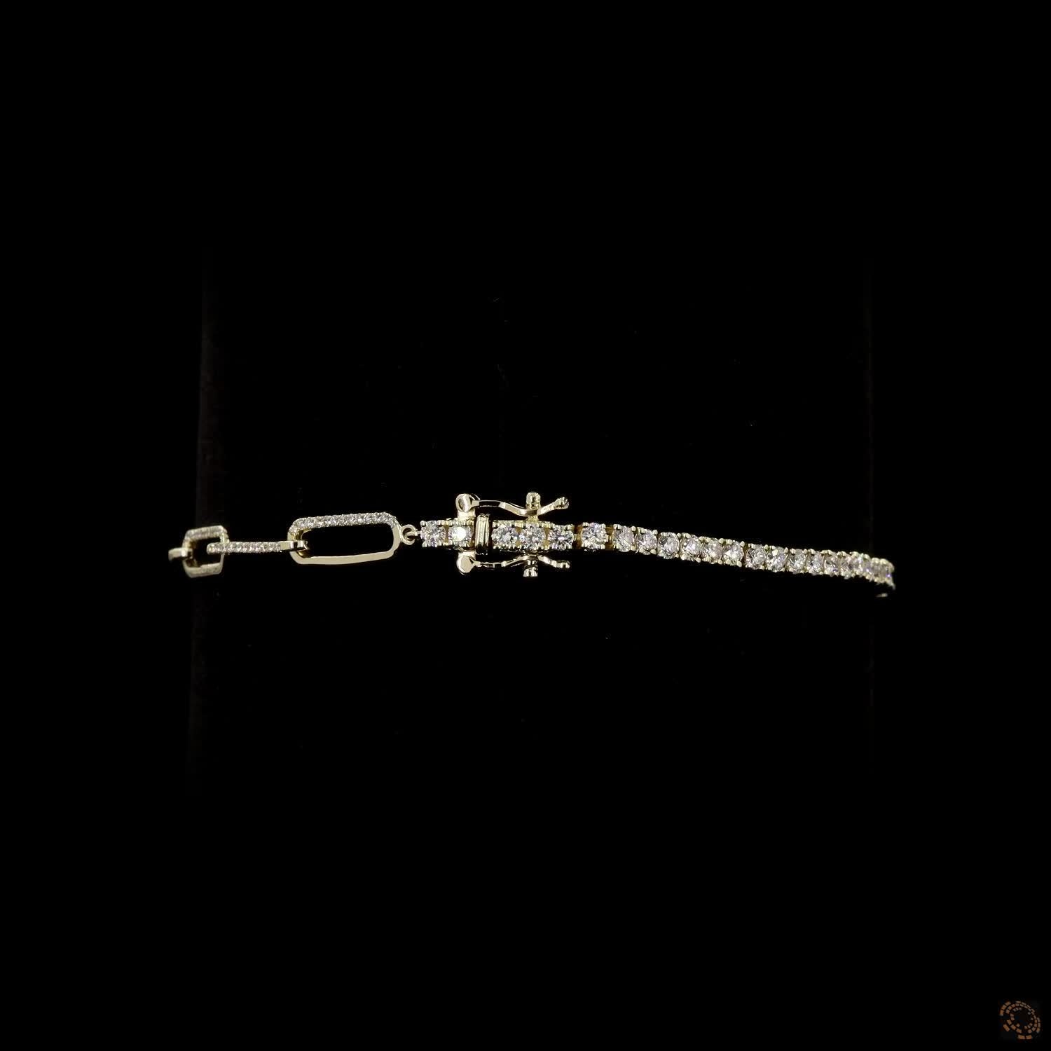 1.55 Ct Lab diamond Paper Clip Bracelet in 14K Pure Gold