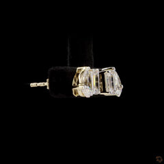 2.15 Ct Emerald and Pear Toi Et Moi Earring in 14k Gold