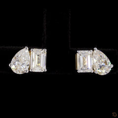 2.15 Ct Emerald and Pear Toi Et Moi Earring in 14k Gold