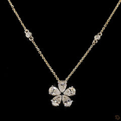 2.15 Lab Grown Diamond Floral Necklace in 14K Gold