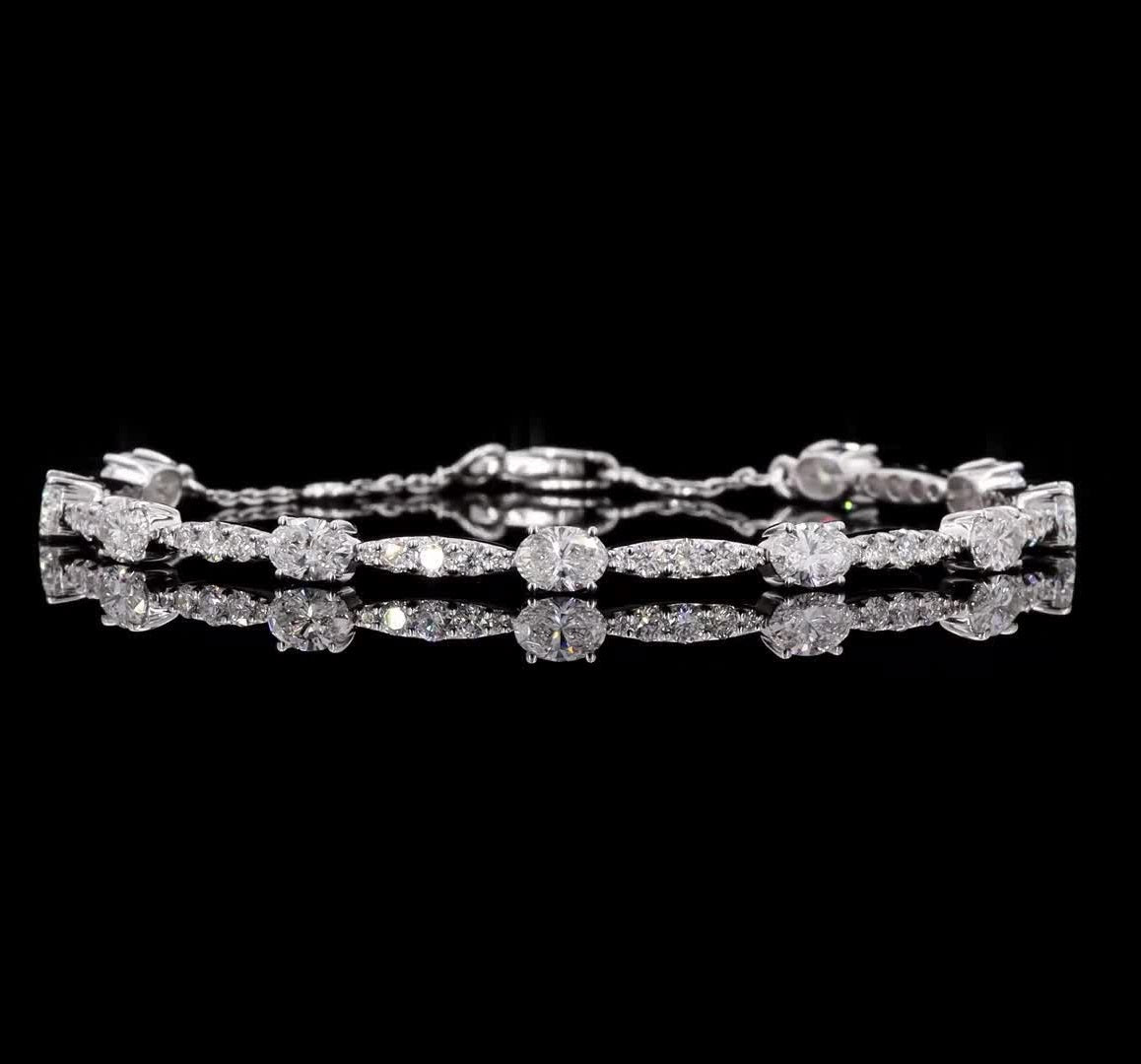 3.72 Carat Lab Grown Diamond Station Line Bracelet in 14K Pure Gold