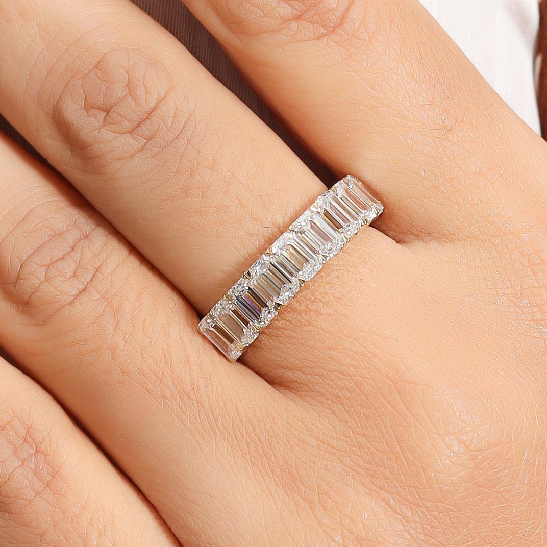 Emerald Lab Diamond Half Eternity Ring For Her