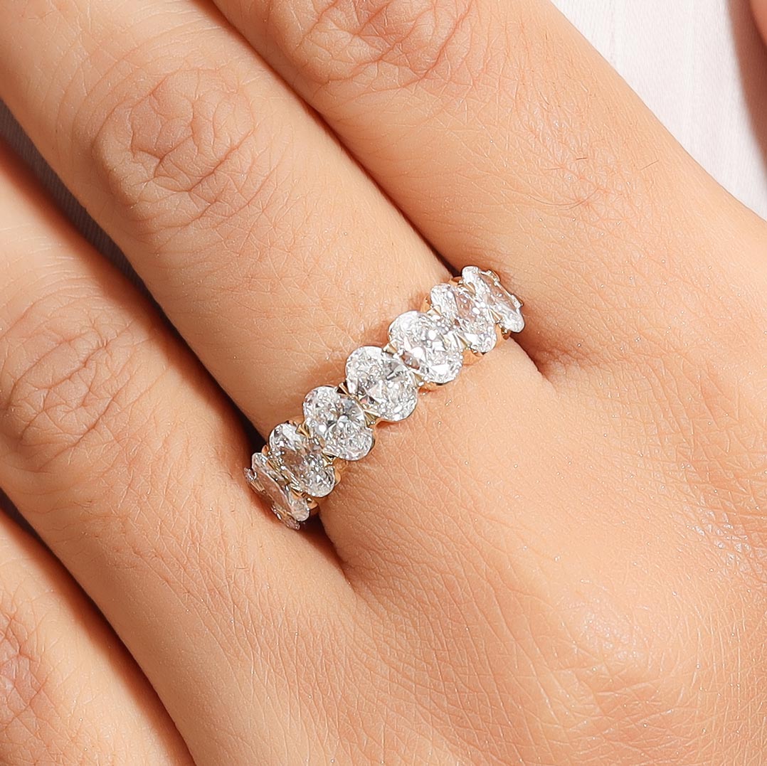 Oval Lab Diamond Half Eternity Ring