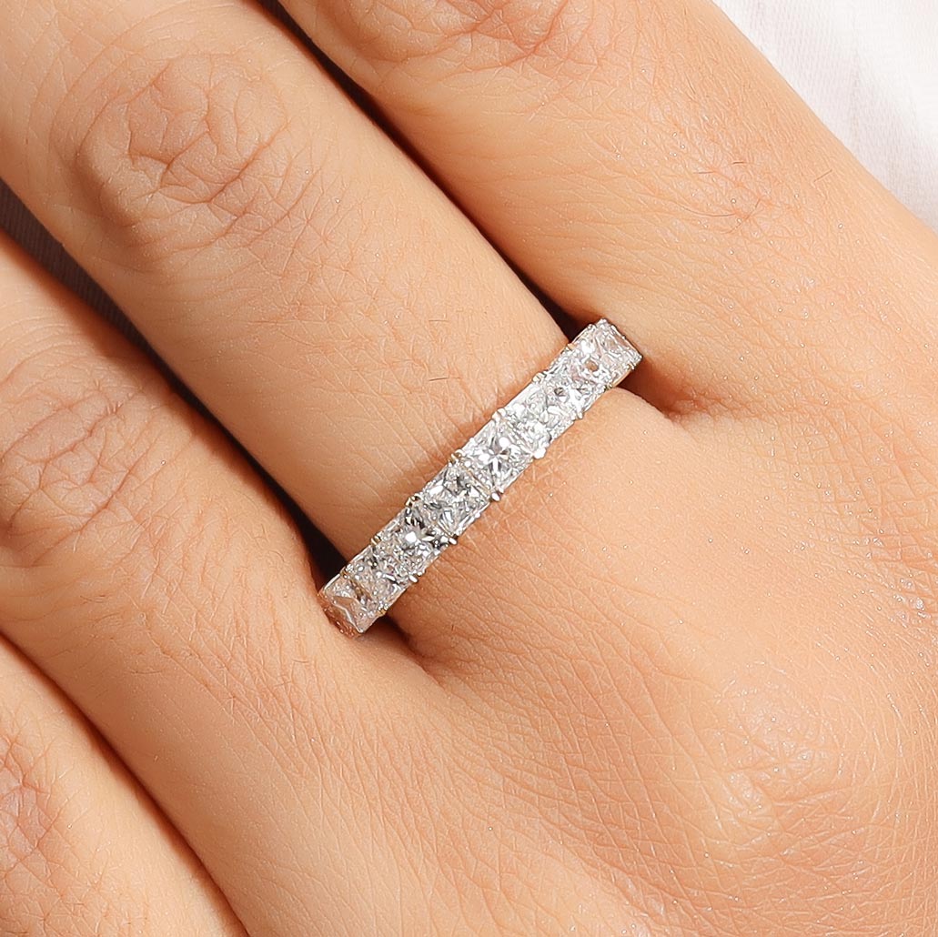 Princess Shape Lab Diamond Half Eternity Ring