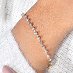 4.30 Carat Station Line Tennis Bracelet in 14K Gold