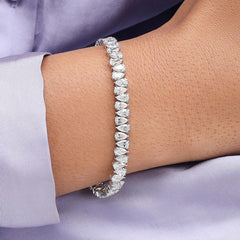 11.75 Carat Pear Lab Diamond Alternating Tennis Bracelet in 14K Gold