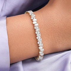 11.75 Carat Pear Lab Diamond Alternating Tennis Bracelet in 14K Gold