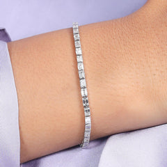 5.0 Carat Emerald Lab Diamond East West Tennis Bracelets in 14K Gold
