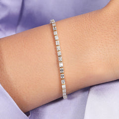 5.0 Carat Emerald Lab Diamond East West Tennis Bracelets in 14K Gold