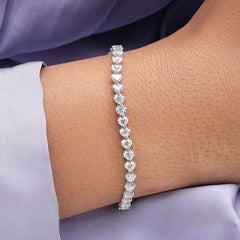 7.20 Carat Heart Shape Diamond East West Tennis Bracelets in 14K Gold