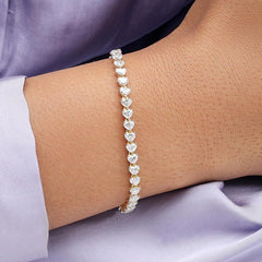 7.20 Carat Heart Shape Diamond East West Tennis Bracelets in 14K Gold