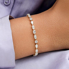 6.35 Ct Multi Shape Diamond Tennis Bracelets in 14K Gold