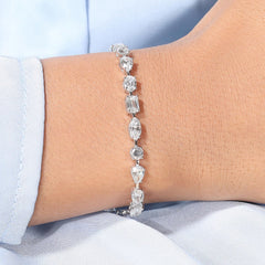 9.50 Carat Multi Shape Diamond Tennis Bracelets in 14K Gold