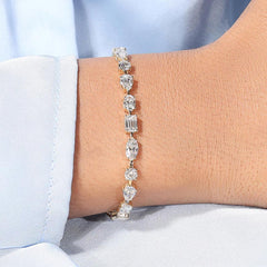 9.50 Carat Multi Shape Diamond Tennis Bracelets in 14K Gold