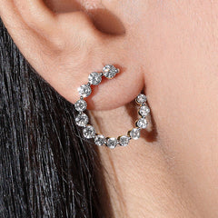 Round Lab Diamond Sideway Hoop Earring in 14k Gold