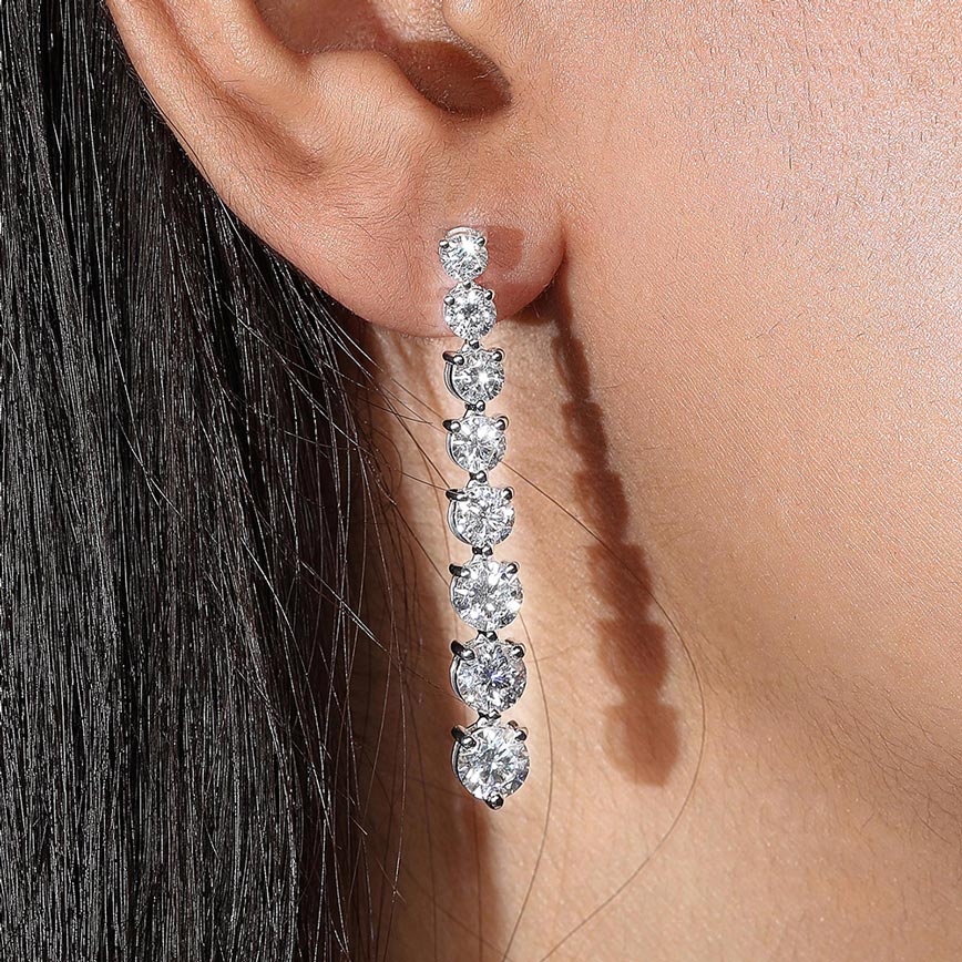 6.12 Carat Graduated Danglers Earring in 14k Gold