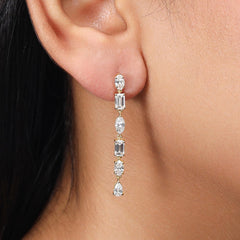 3.0 Carat Multi Shape Diamond Drop Earring in 14K Gold