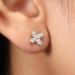 Marquise Lab Diamond Stud Earring For Women