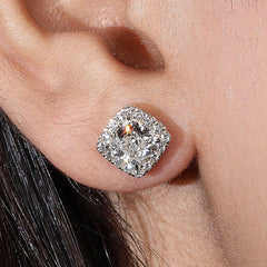 2.0Ct Halo Push Back Stud Earring Crafted in 14K Gold