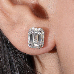2.0Ct Halo Push Back Stud Earring Crafted in 14K Gold