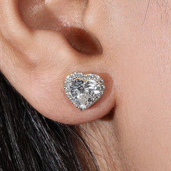 2.0Ct Halo Push Back Stud Earring Crafted in 14K Gold