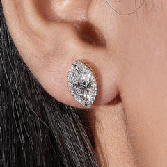 2.0Ct Halo Push Back Stud Earring Crafted in 14K Gold