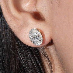 2.0Ct Halo Push Back Stud Earring Crafted in 14K Gold