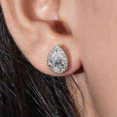 2.0Ct Halo Push Back Stud Earring Crafted in 14K Gold