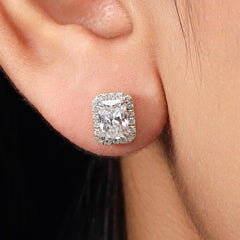 2.0Ct Halo Push Back Stud Earring Crafted in 14K Gold