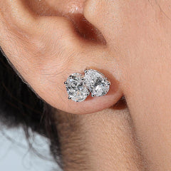 2.20 Ct Oval and Pear Toi Et Moi Earring in 14k Gold