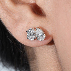 2.20 Ct Oval and Pear Toi Et Moi Earring in 14k Gold
