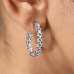 Round Lab Diamond Inside Out Hoop Earring in 14K Gold