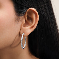 5.90 Ct Oval Lab Diamond Inside Out Hoop Earring in 14k Gold
