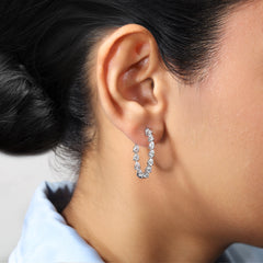 2.79 Ct Pear Lab Diamond Inside Out Hoop Earring in 14k Gold