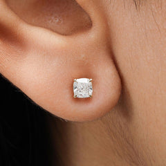 Cushion Lab Diamond Stud Earring Crafted in 14K Gold - Push Back