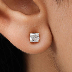 Cushion Lab Diamond Stud Earring Crafted in 14K Gold - Push Back