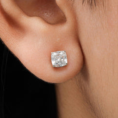 Cushion Lab Diamond Stud Earring Crafted in 14K Gold - Push Back