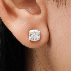 Cushion Lab Diamond Stud Earring Crafted in 14K Gold - Push Back
