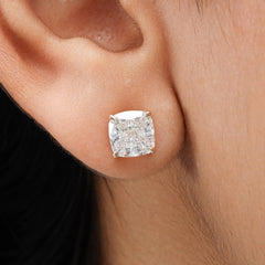 Cushion Lab Diamond Stud Earring Crafted in 14K Gold - Push Back