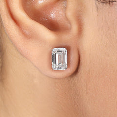 Emerald Diamond Stud Earring Crafted in 14K Gold - Push Back