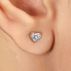 Heart Shape Stud Earring For Her in 14K Gold - Push Back