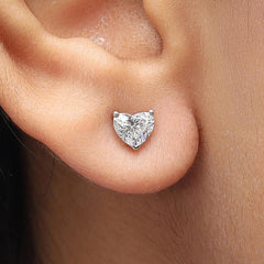 Heart Shape Stud Earring For Her in 14K Gold - Push Back