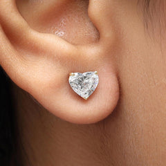 Heart Shape Stud Earring For Her in 14K Gold - Push Back