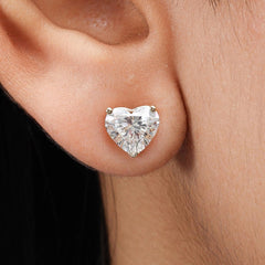 Heart Shape Stud Earring For Her in 14K Gold - Push Back