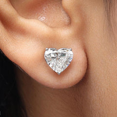 Heart Shape Stud Earring For Her in 14K Gold - Push Back