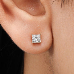 Princess Diamond Push Back Stud Earring in 14K Gold - Lab Grown Diamond