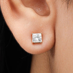Princess Diamond Push Back Stud Earring in 14K Gold - Lab Grown Diamond