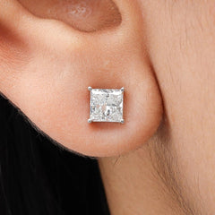 Princess Diamond Push Back Stud Earring in 14K Gold - Lab Grown Diamond