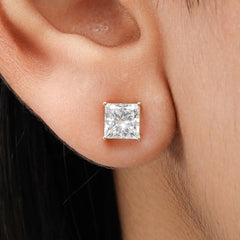 Princess Diamond Push Back Stud Earring in 14K Gold - Lab Grown Diamond